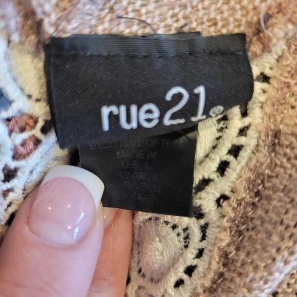 Rue 21 Asymmetrical Open Front Cardigan with Lace Trim on Back Size S - Picture 5 of 6